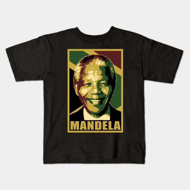 Nelson Mandela Smile Poster Pop Art Kids T-Shirt by Nerd_art